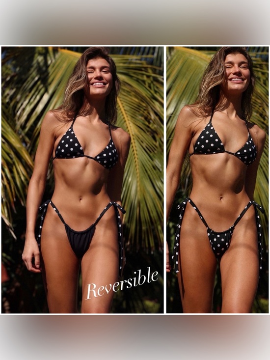Solkissed Other - Solkissed Maverick Reversible Polka Dot / Black Tie-Side Bikini Bottoms - Size M